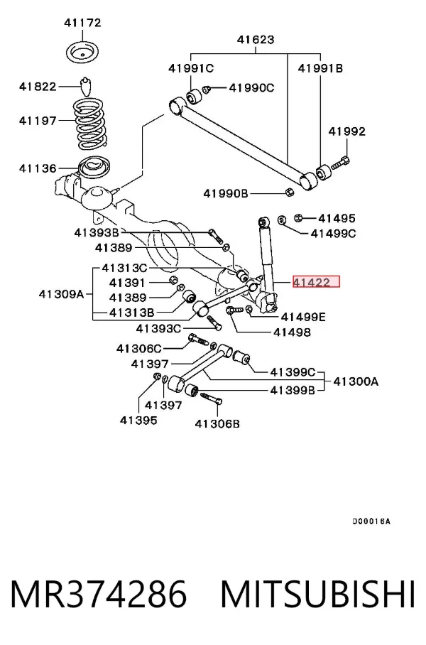 Amortecedor traseiro MR374286 Mitsubishi