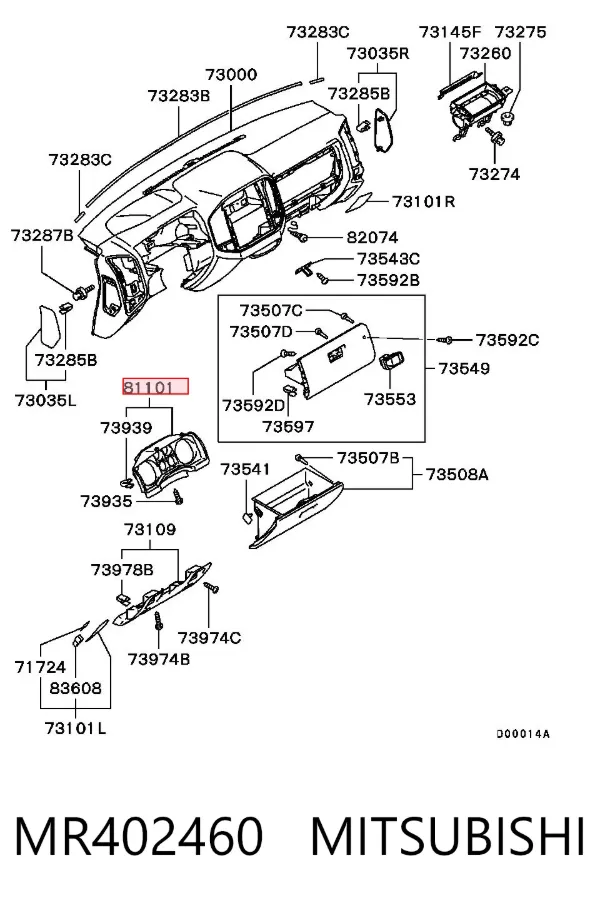 Cobrimento de painel de instrumentos MR402460 Mitsubishi