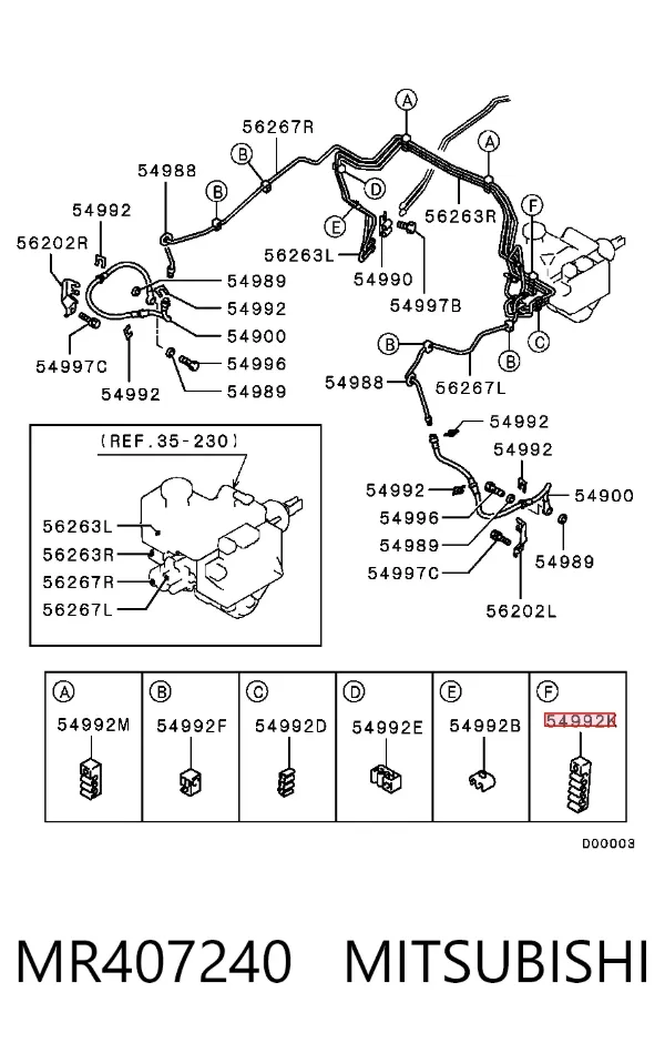 Braçadeira de tubo do freio MR407240 Mitsubishi