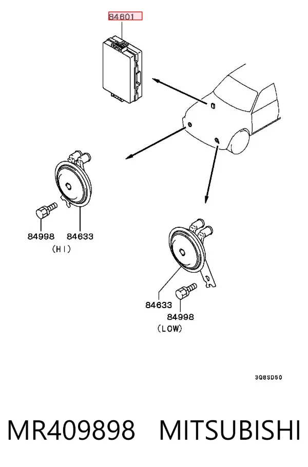 Unidade de controlo do fecho central MR409898 Mitsubishi