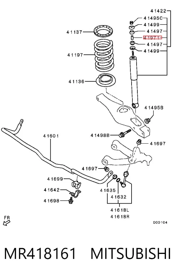 Bucha da haste de amortecedor traseiro MR418161 Mitsubishi