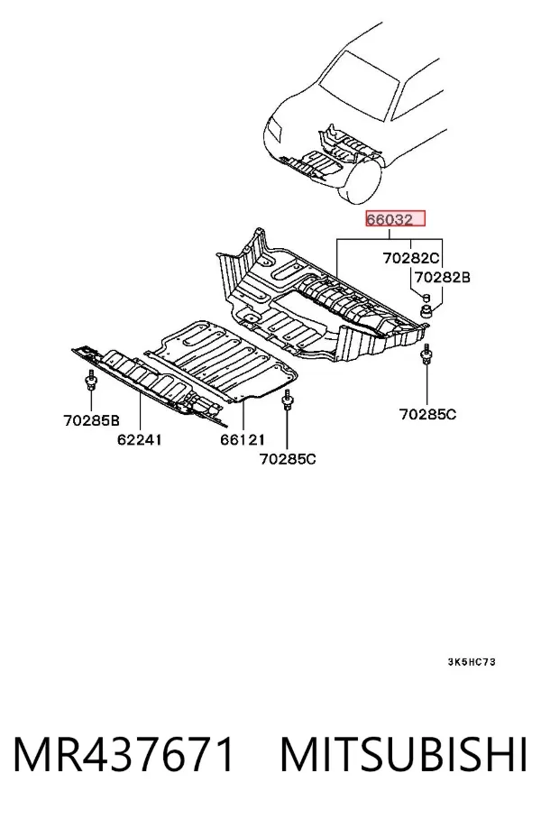 Proteção de motor traseiro MR437671 Mitsubishi