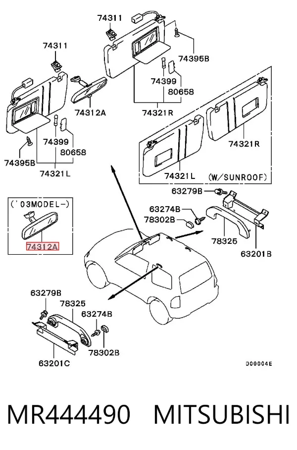 Espelho de salão interno Mitsubishi Pajero III
