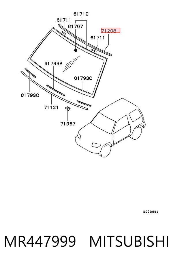 Moldura de pára-brisas MR447999 Mitsubishi