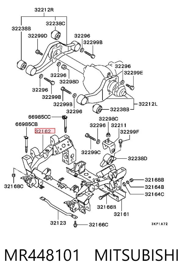 Viga de suspensão dianteira (plataforma veicular) dianteira MR448101 Mitsubishi