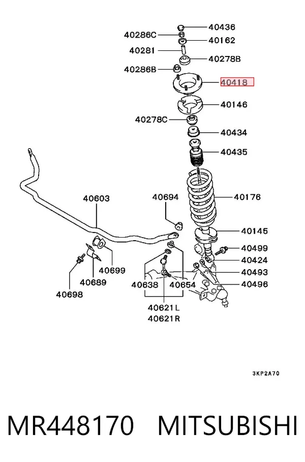 Suporte de amortecedor dianteiro MR448170 Mitsubishi
