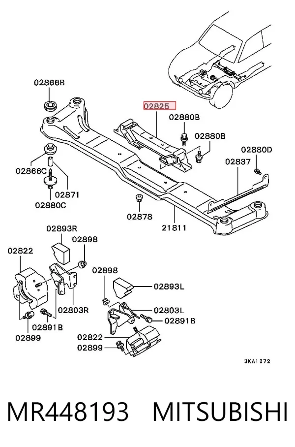 Coxim (suporte) traseiro de motor MR448193 Mitsubishi