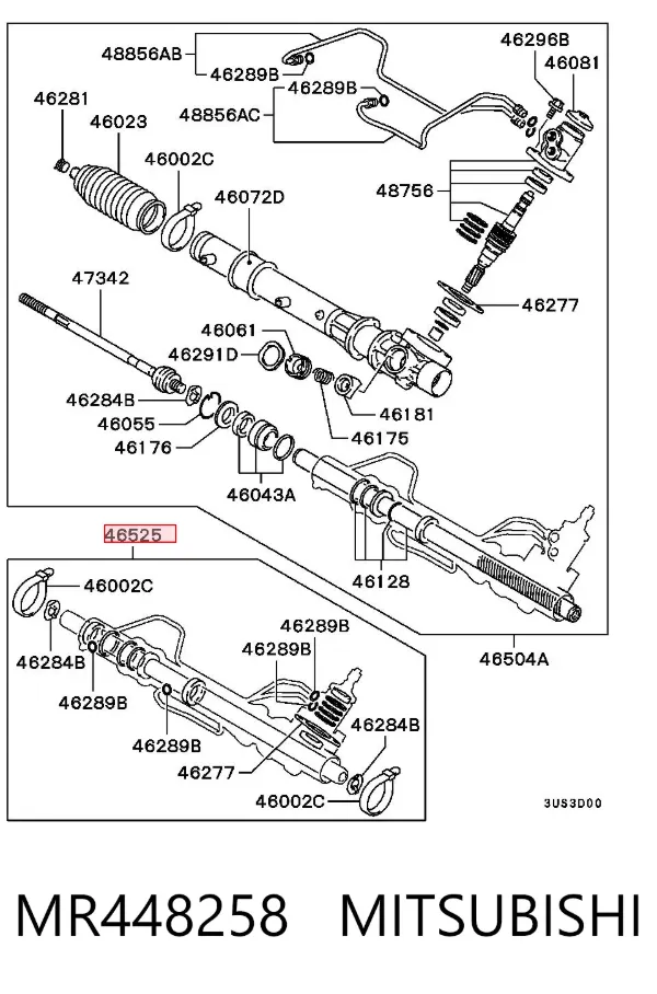 Kit de reparação da cremalheira da direção (do mecanismo), (kit de vedantes) MR448258 Mitsubishi