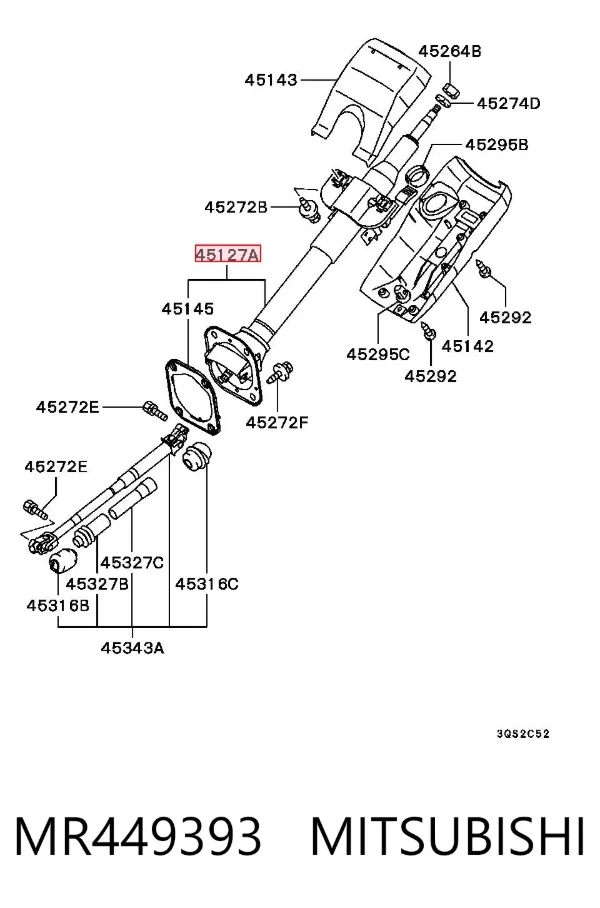 Coluna da direção Mitsubishi L 200 III
