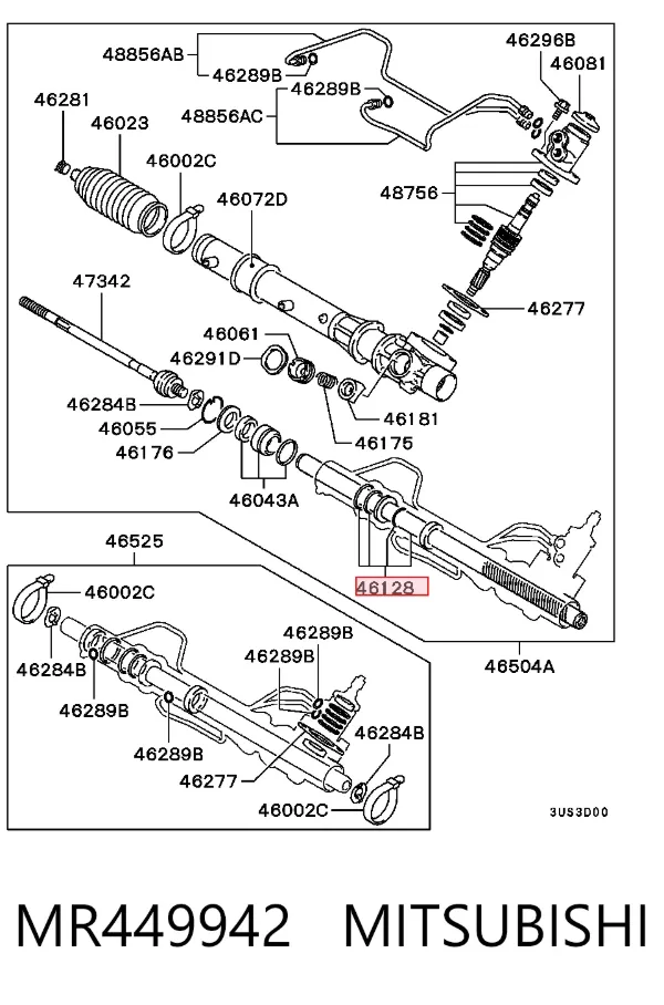 Cremalheira da direção MR449942 Mitsubishi