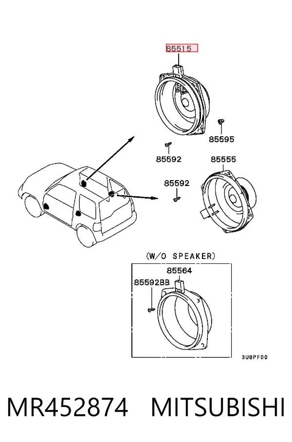 Alto-falante da porta dianteira MR452874 Mitsubishi