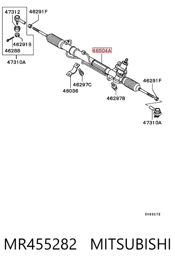 Cremalheira da direção MR455282 Mitsubishi