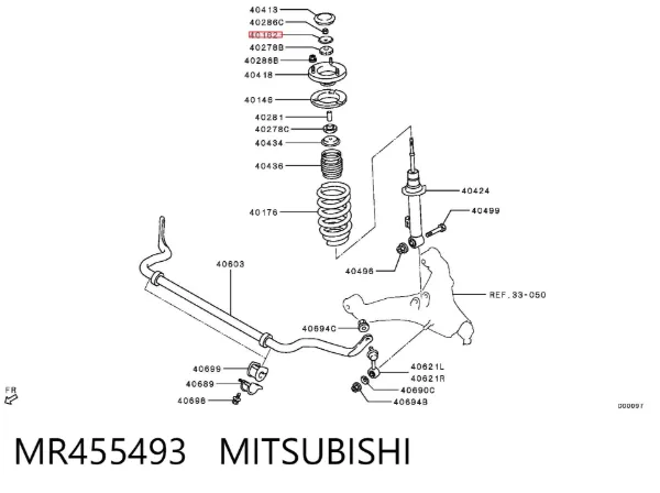 Suporte de amortecedor dianteiro MR455493 Mitsubishi