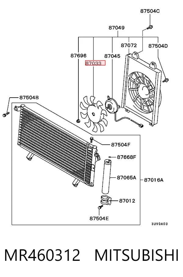 Ventilador (roda de aletas) do radiador de aparelho de ar condicionado MR460312 Mitsubishi