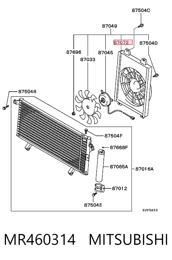 Difusor do radiador de aparelho de ar condicionado MR460314 Mitsubishi