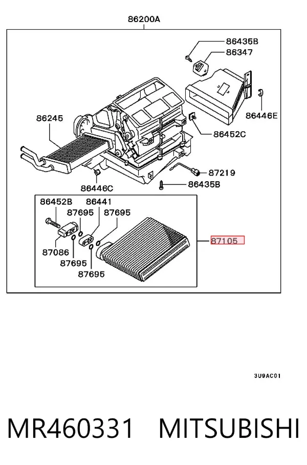 Vaporizador de aparelho de ar condicionado MR460331 Mitsubishi