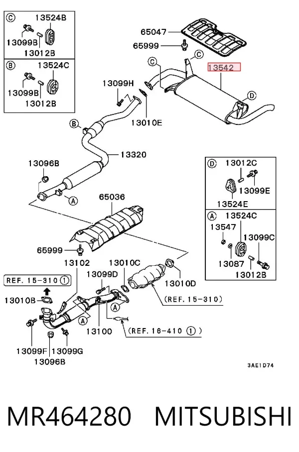 Silenciador, parte traseira MR464280 Mitsubishi