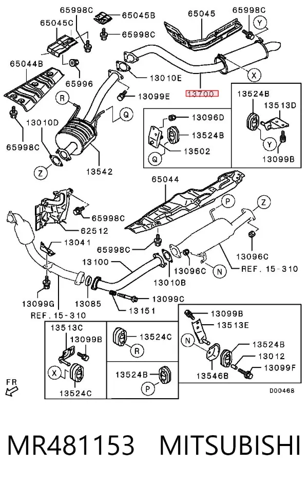 Silenciador, parte traseira MR481153 Mitsubishi
