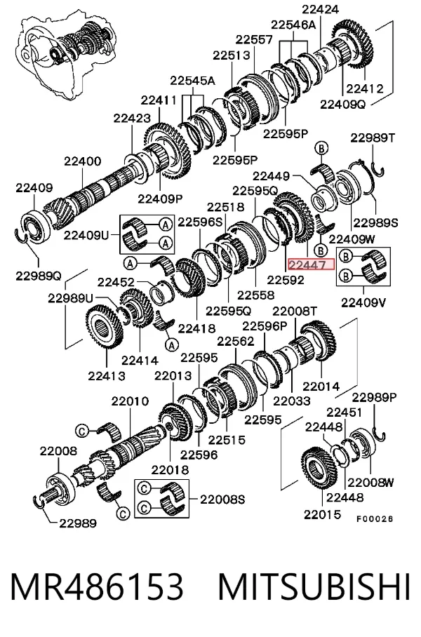 Roda dentada de marcha à ré MR486153 Mitsubishi