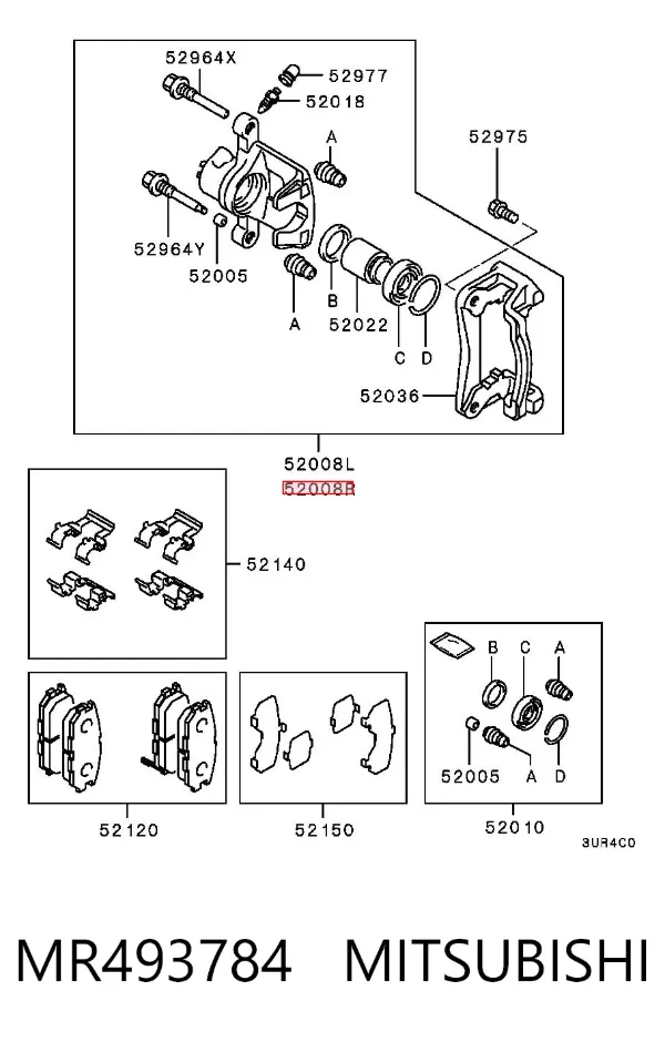 Suporte do freio traseiro direito MR493784 Mitsubishi