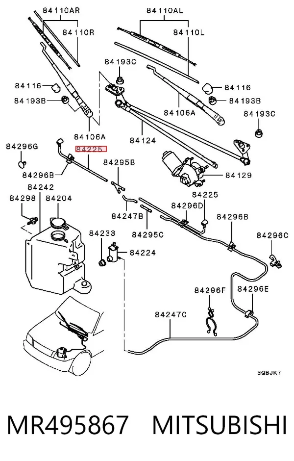 Injetor de fluido para lavador de pára-brisas MR495867 Mitsubishi
