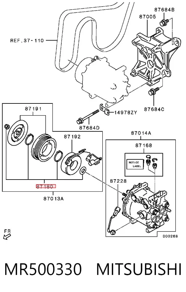 Acoplamento (bobina magnética) do compressor de aparelho de ar condicionado MR500330 Mitsubishi