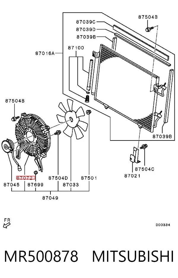 Difusor do radiador de aparelho de ar condicionado MR500878 Mitsubishi