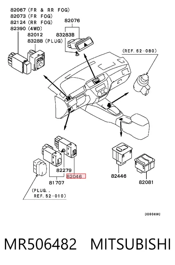 Botão (regulador) de corretor das luzes MR506482 Mitsubishi