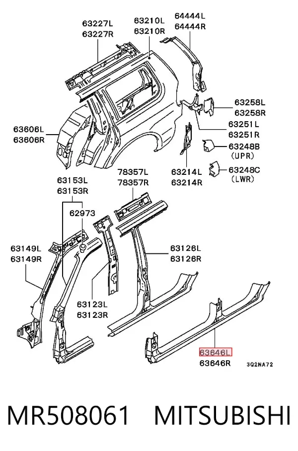 Acesso externo esquerdo MR508061 Mitsubishi