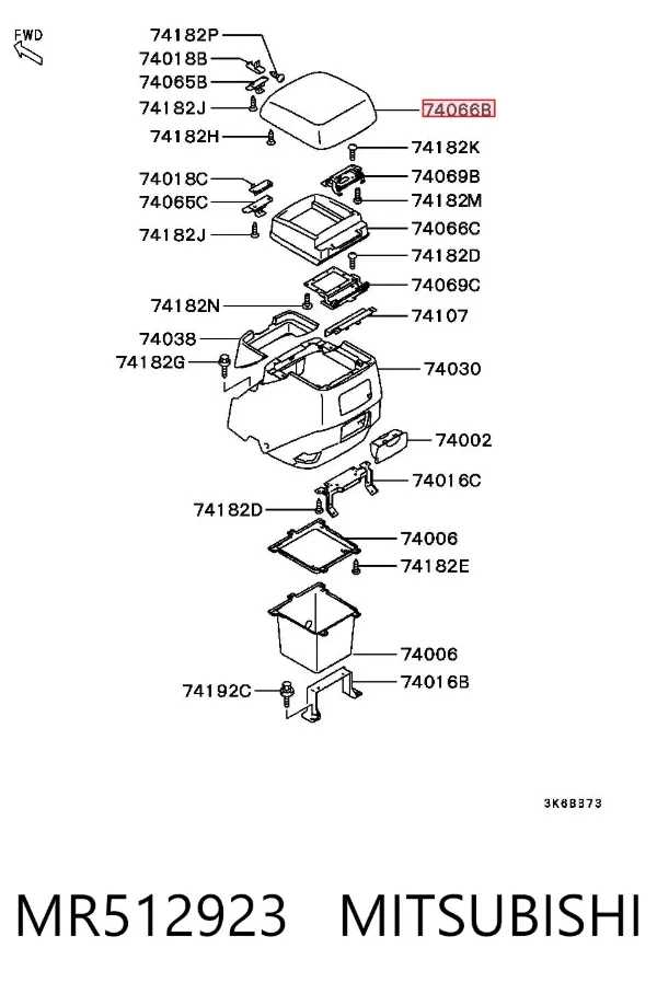 Braço de consola central Mitsubishi Pajero III