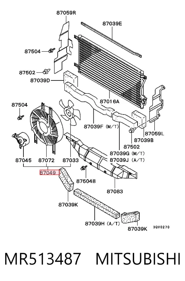 Difusor do radiador de aparelho de ar condicionado, montado com roda de aletas e o motor MR513487 Mitsubishi