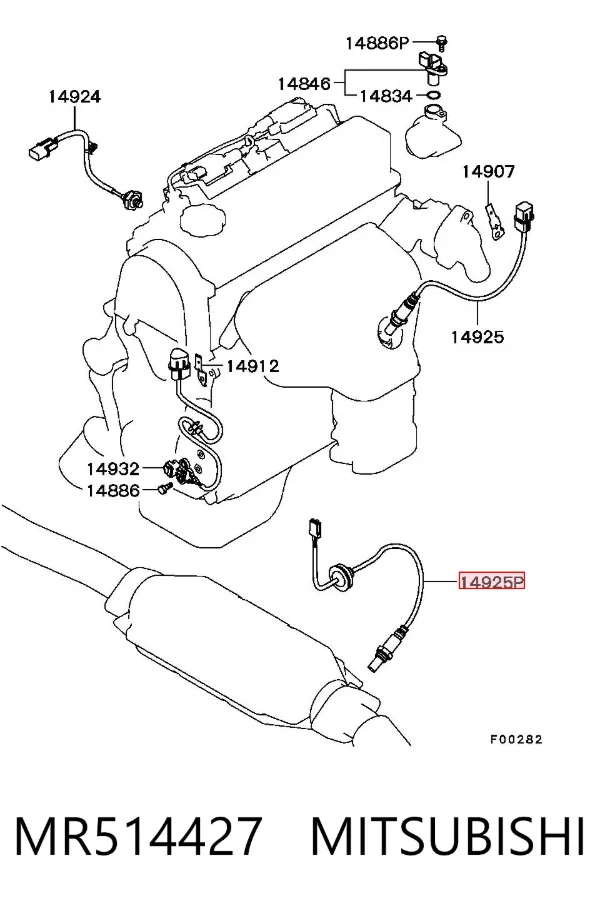Sonda lambda, sensor de oxigênio depois de catalisador MR514427 Mitsubishi
