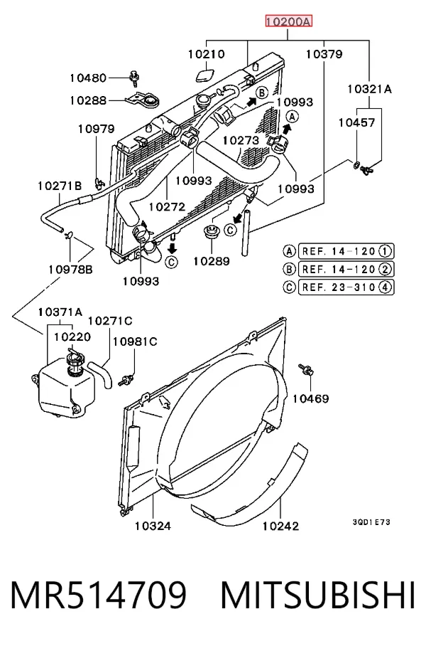 Radiador de esfriamento de motor MR514709 Mitsubishi