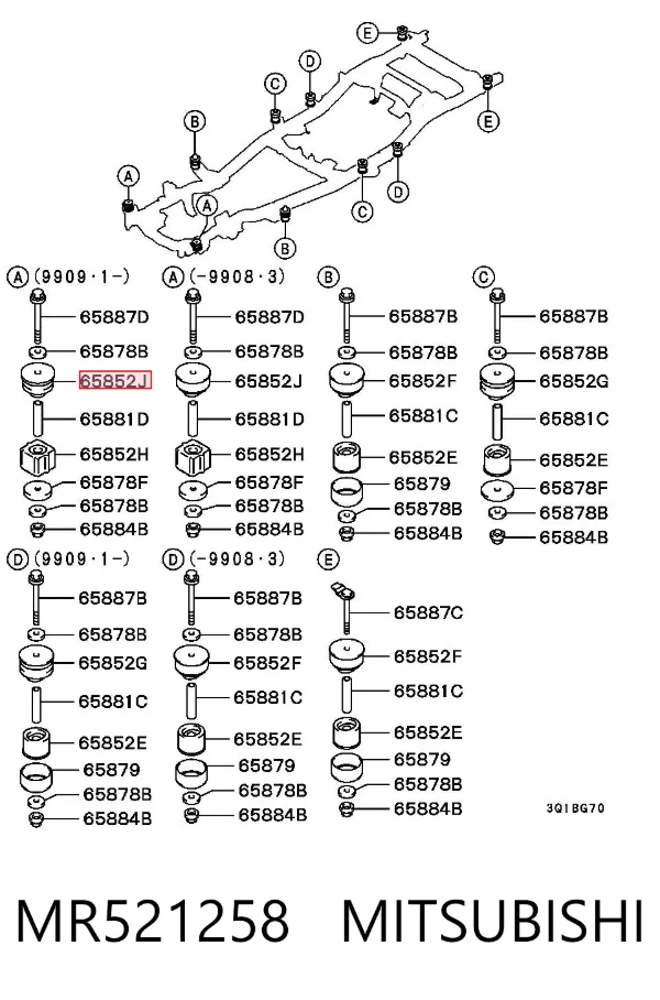 Coxim de chassi (de fixação de carroçaria) MR521258 Mitsubishi