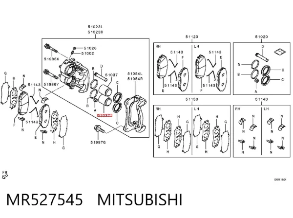 Pistão de suporte do freio dianteiro MR527545 Mitsubishi