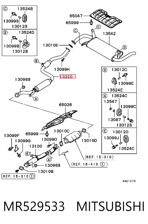 Silenciador, parte central MR529533 Mitsubishi