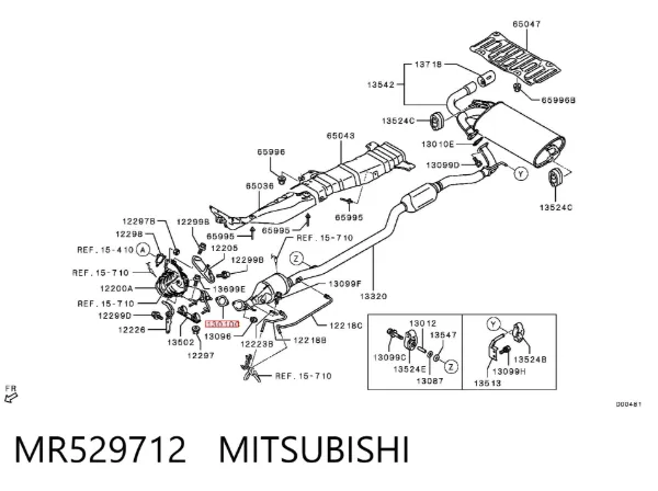 Vedante de tubo de admissão do silenciador MR529712 Mitsubishi