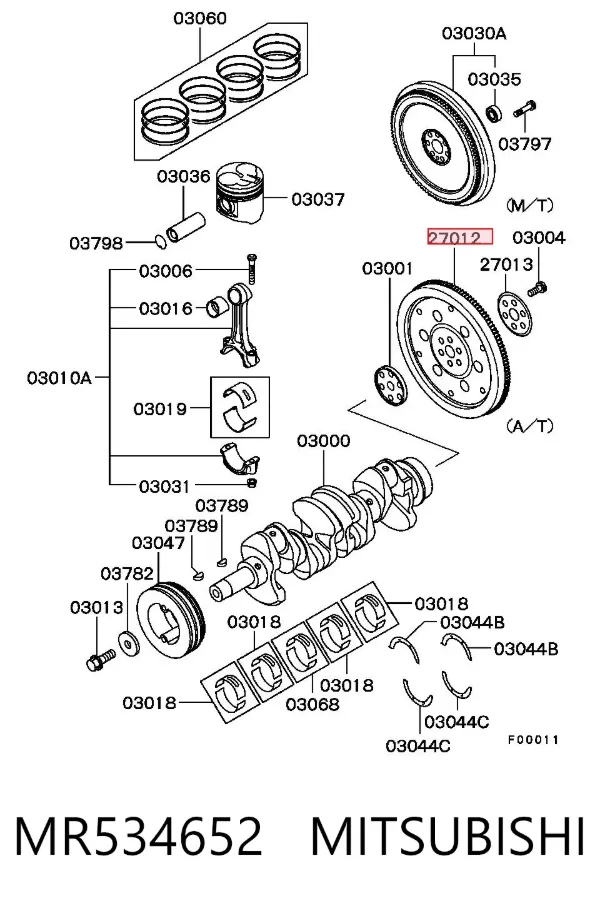 Volante de motor MR534652 Mitsubishi