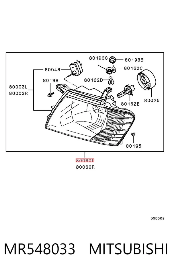Luz esquerda MR548033 Mitsubishi