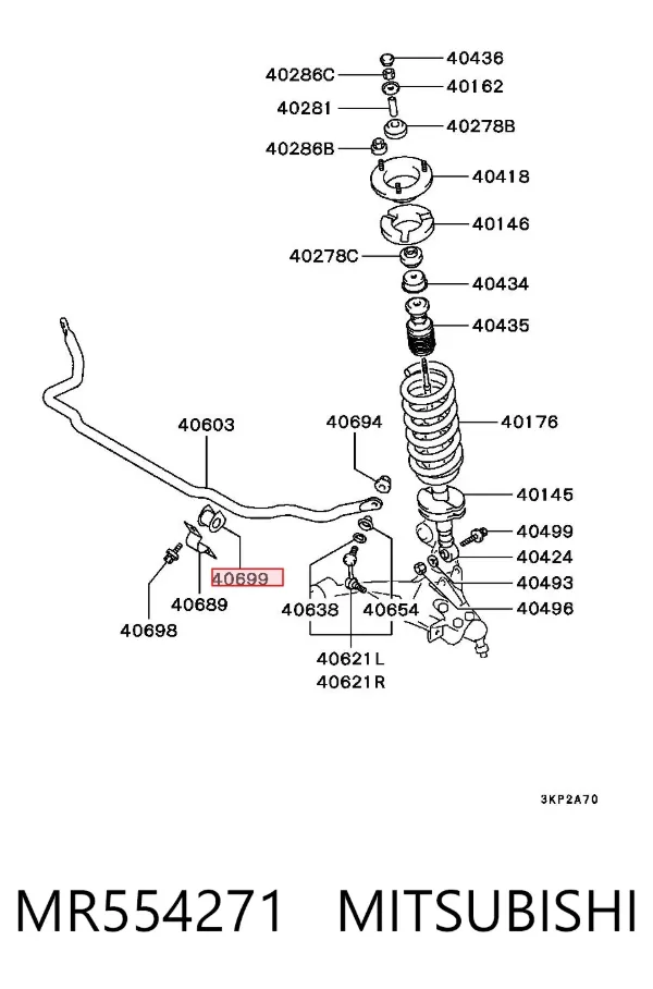Bucha de estabilizador dianteiro MR554271 Mitsubishi