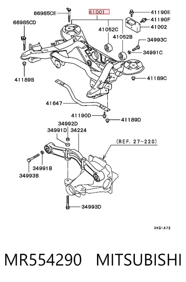 Viga de suspensão traseira (plataforma veicular) MR554290 Mitsubishi