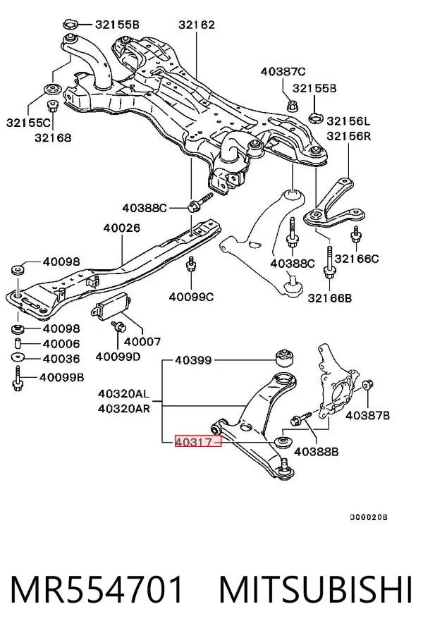 Bota de proteção de suporte esférico inferior MR554701 Mitsubishi