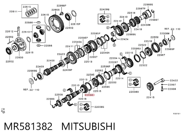 Anel de sincronizador MR581382 Mitsubishi