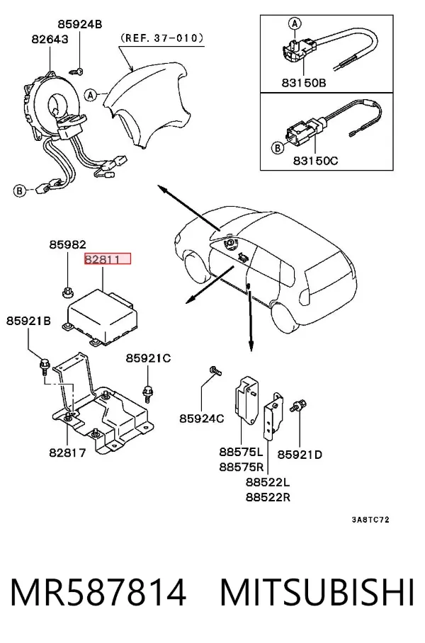 Módulo processador de controlo da bolsa de ar (Centralina eletrônica AIRBAG) MR587814 Mitsubishi