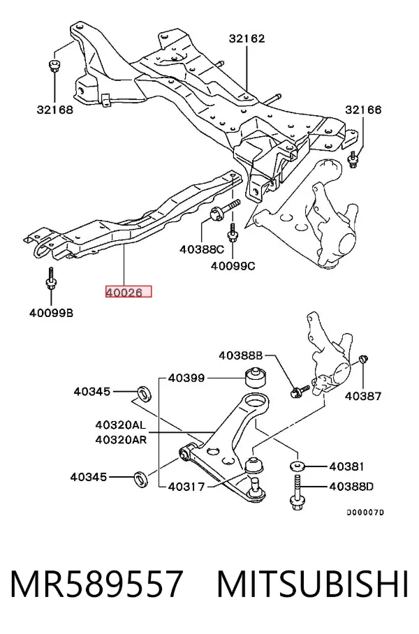 Viga de fixação de motor MR589557 Mitsubishi
