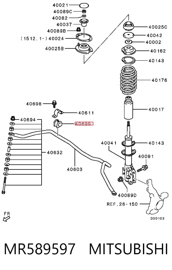 Bucha de estabilizador dianteiro MR589597 Mitsubishi