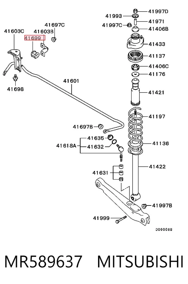 Bucha de estabilizador traseiro MR589637 Mitsubishi