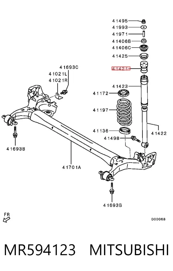 Pára-choque (grade de proteção) de amortecedor traseiro MR594123 Mitsubishi