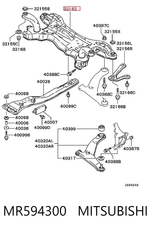 Viga de suspensão dianteira (plataforma veicular) Mitsubishi Grandis NAW