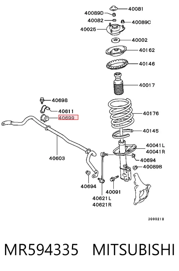 Bucha de estabilizador dianteiro MR594335 Mitsubishi